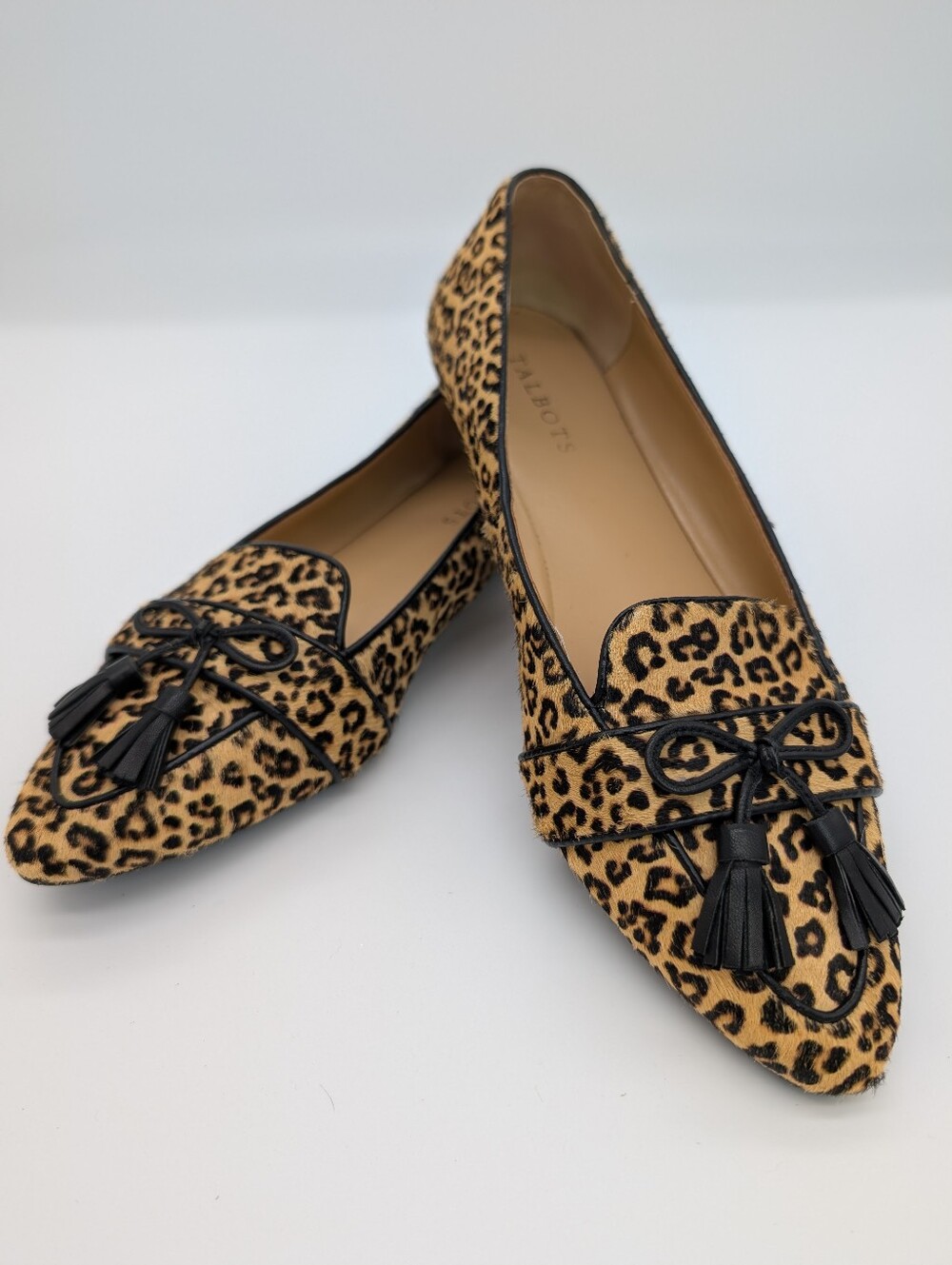 Talbots Francesca Tassled Driving Flats Leopard Calf Hair Pointed 10M